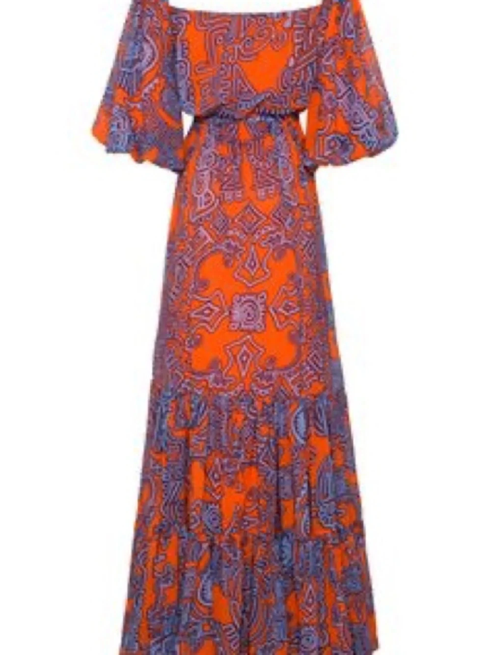 Andres otalora TIKUNA OFF-THE-SHOULDER CHIFFON MAXI DRESS IN PRINT NWT Size M - Picture 7 of 16